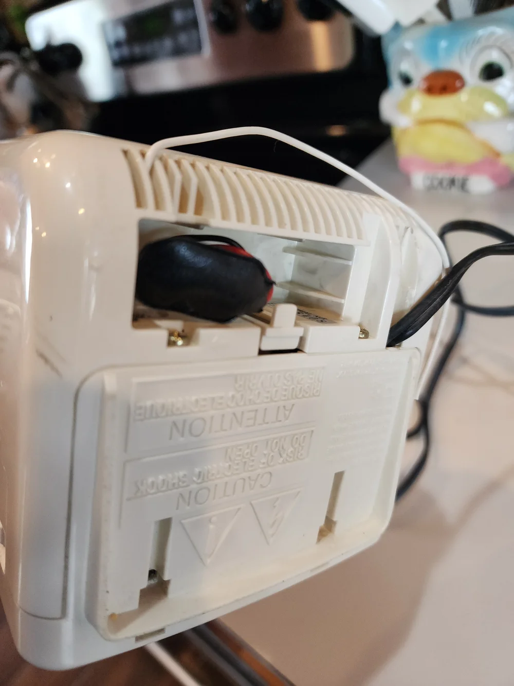 Vintage Sony White Clock Radio with Black Display and Green LEDs